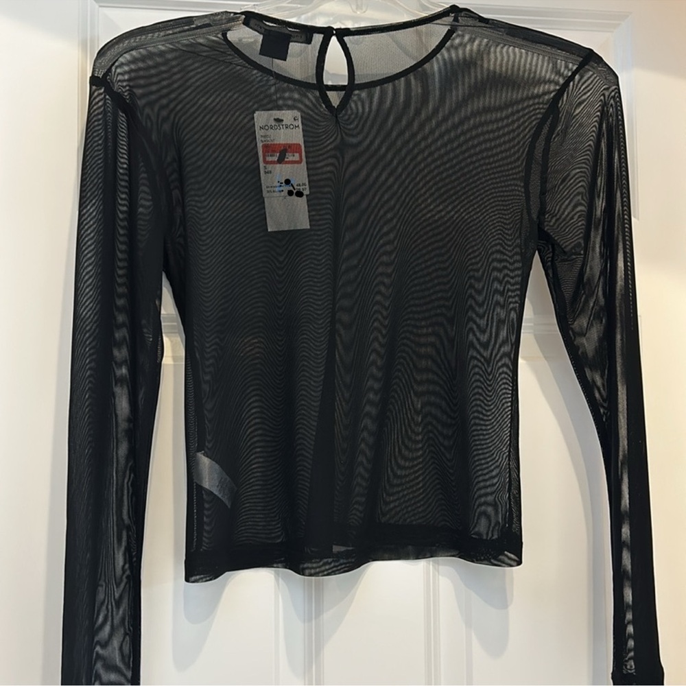 FRENCH CONNECTION NWT Sheer Long sleeve top Size S - Picture 3 of 6